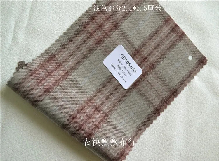 1meter Atiku High-End Suit Fabric for Men Top Quality Worsted Dark Gray Blue Coffee Plaid Wool Suitable for Pants shirkt