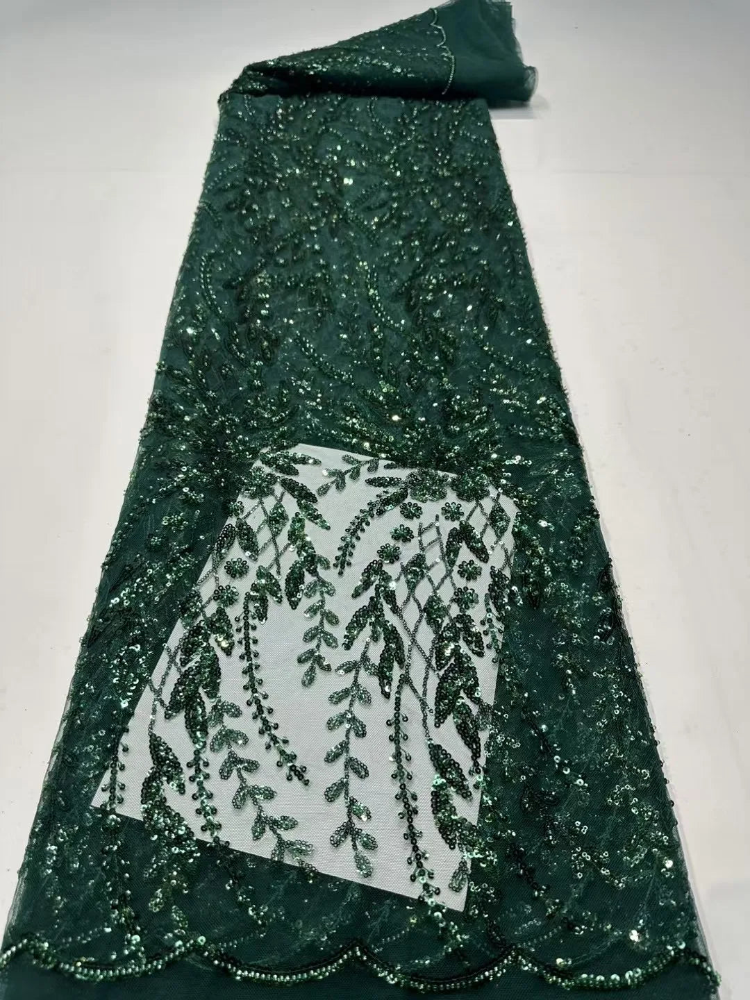 French Lace Fabrics 2026 High Quality African Beaded Embroidered Nigerian Sequins Tulle Lace 5 Yards For Sewing Party Dresses