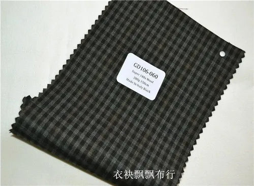 1meter Atiku High-End Suit Fabric for Men Top Quality Worsted Dark Gray Blue Coffee Plaid Wool Suitable for Pants shirkt