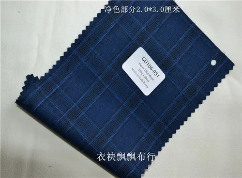 1meter Atiku High-End Suit Fabric for Men Top Quality Worsted Dark Gray Blue Coffee Plaid Wool Suitable for Pants shirkt