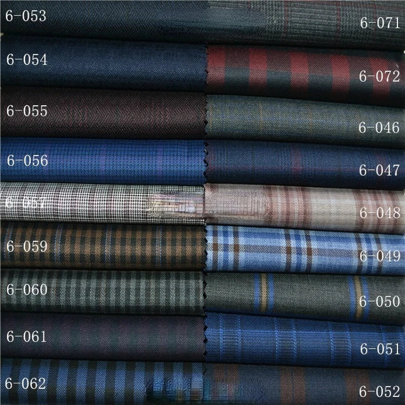 1meter Atiku High-End Suit Fabric for Men Top Quality Worsted Dark Gray Blue Coffee Plaid Wool Suitable for Pants shirkt