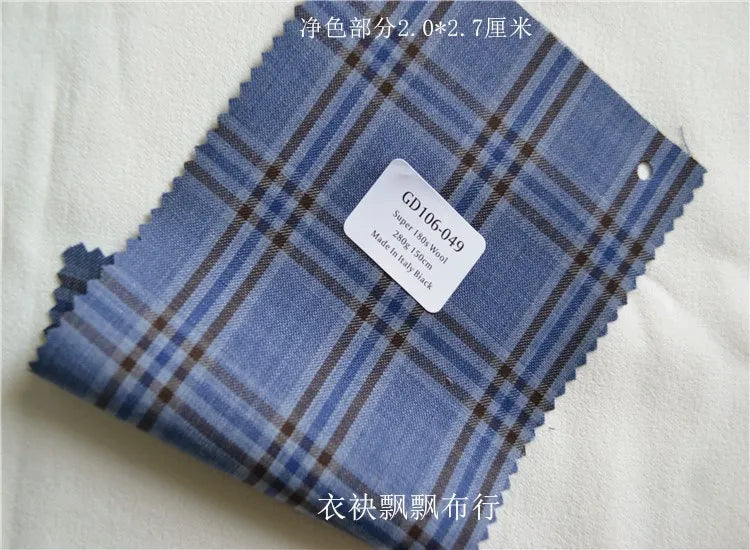 1meter Atiku High-End Suit Fabric for Men Top Quality Worsted Dark Gray Blue Coffee Plaid Wool Suitable for Pants shirkt