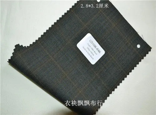 1meter Atiku High-End Suit Fabric for Men Top Quality Worsted Dark Gray Blue Coffee Plaid Wool Suitable for Pants shirkt