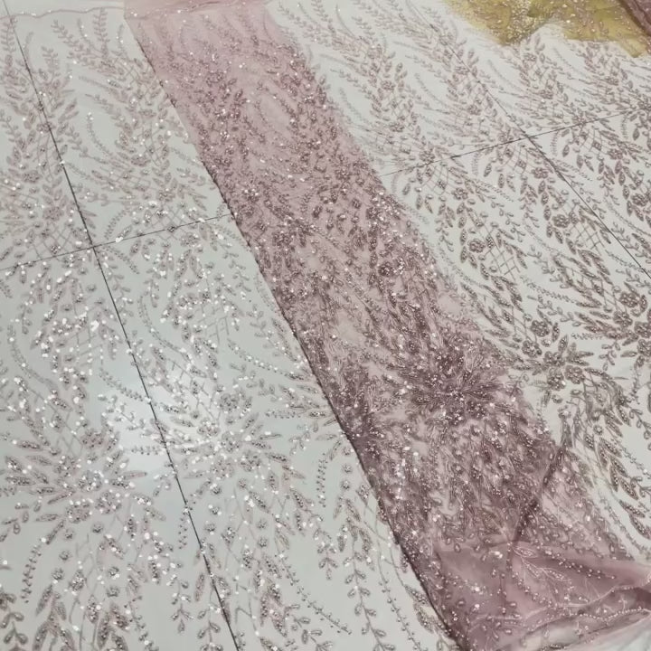 French Lace Fabrics 2026 High Quality African Beaded Embroidered Nigerian Sequins Tulle Lace 5 Yards For Sewing Party Dresses